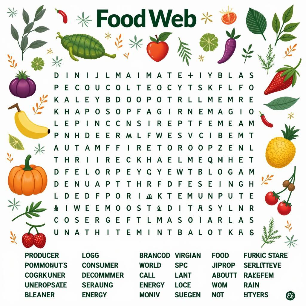 Food Web Word Search Puzzle with key terms