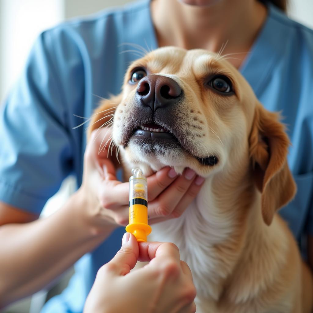 Force Feeding a Dog with Syringe