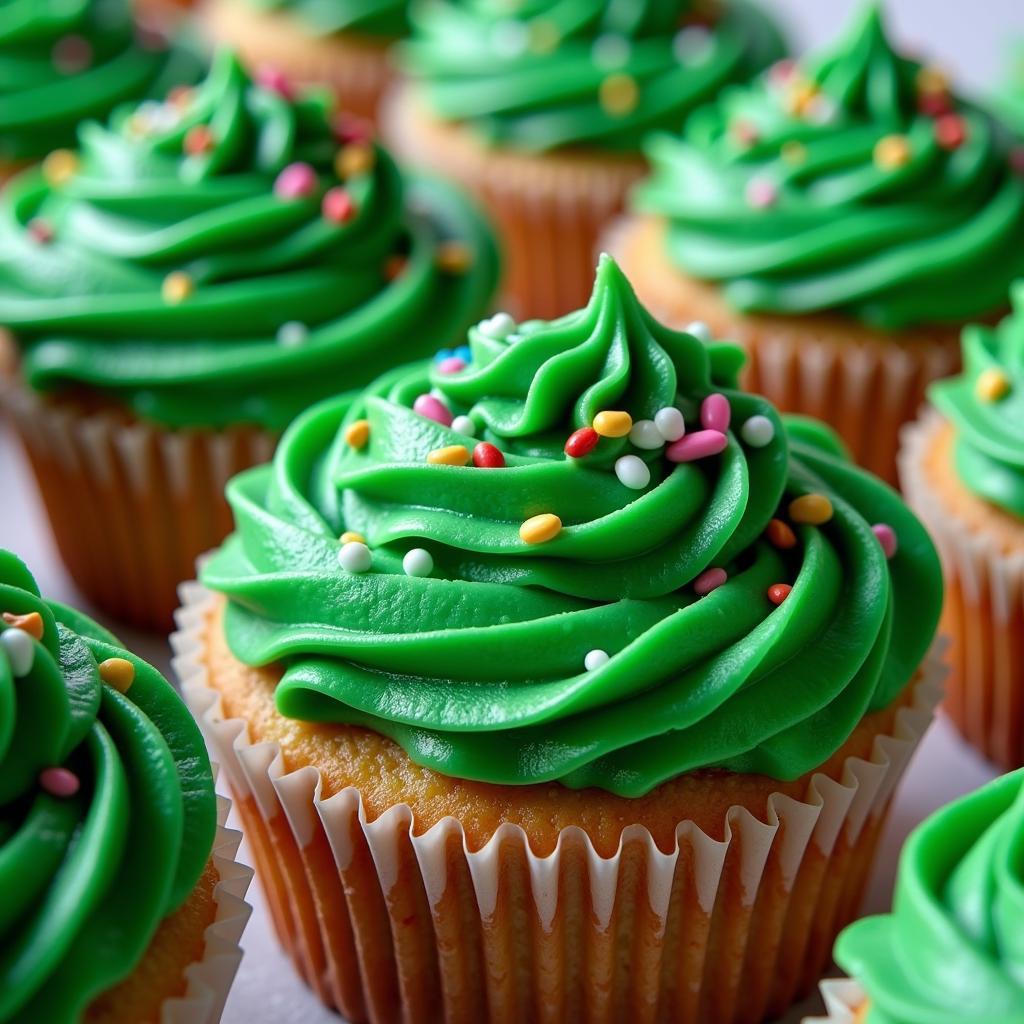 Forest Green Cupcakes with Sprinkles