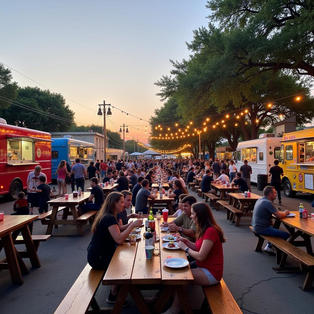 Vibrant Atmosphere at a Fort Worth Food Truck Park