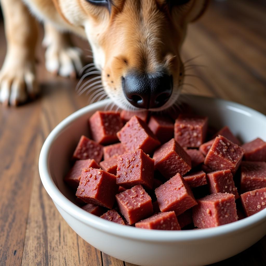 Freeze-Dried Liver Dog Food Topper in a Bowl