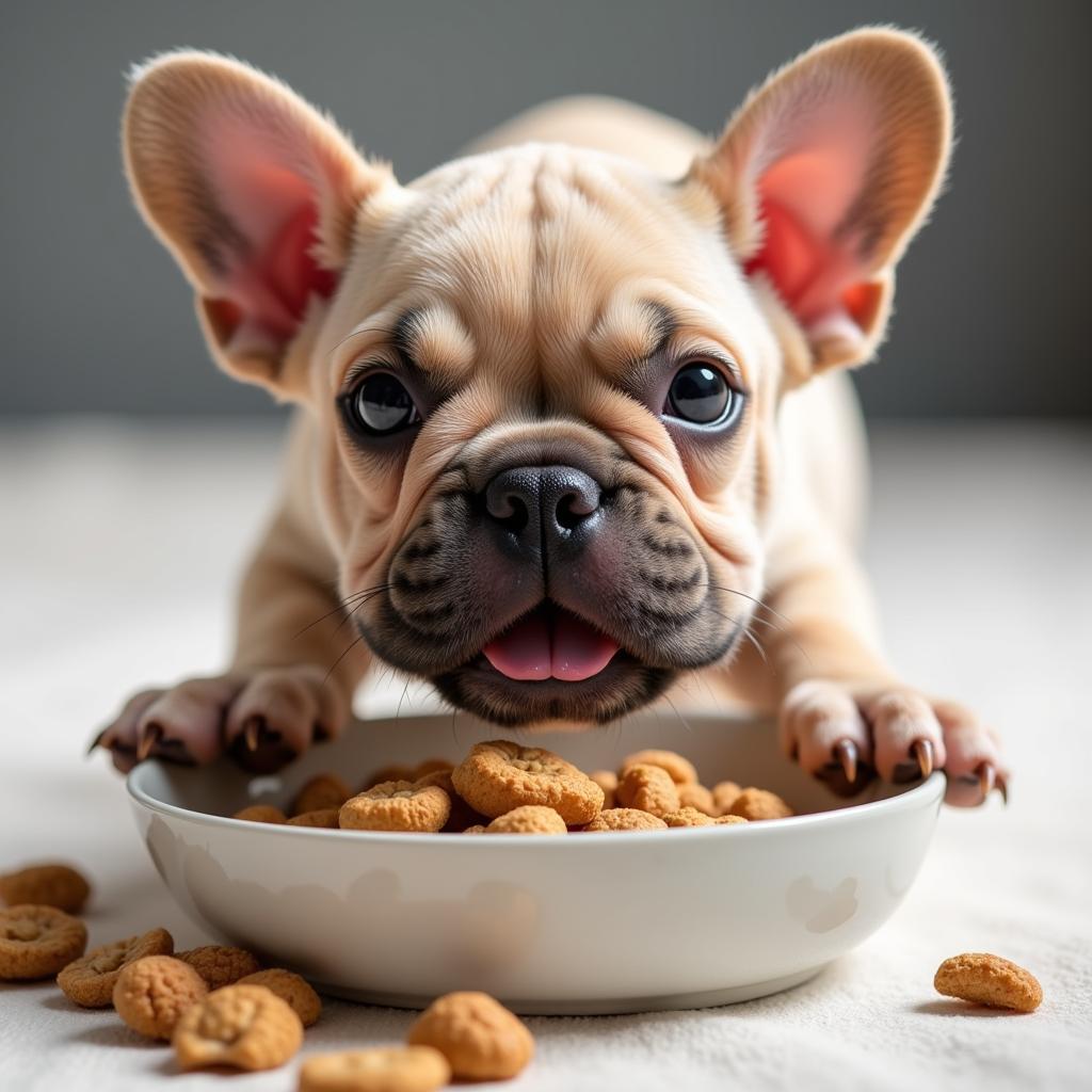 French Bulldog Puppy Eating Kibble