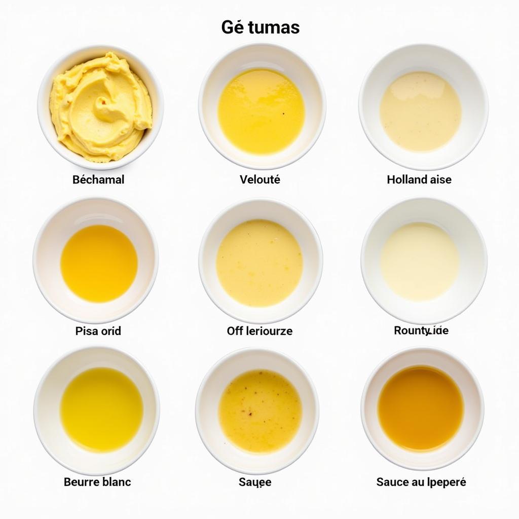 Variety of French Sauces: Béchamel, Velouté, Hollandaise