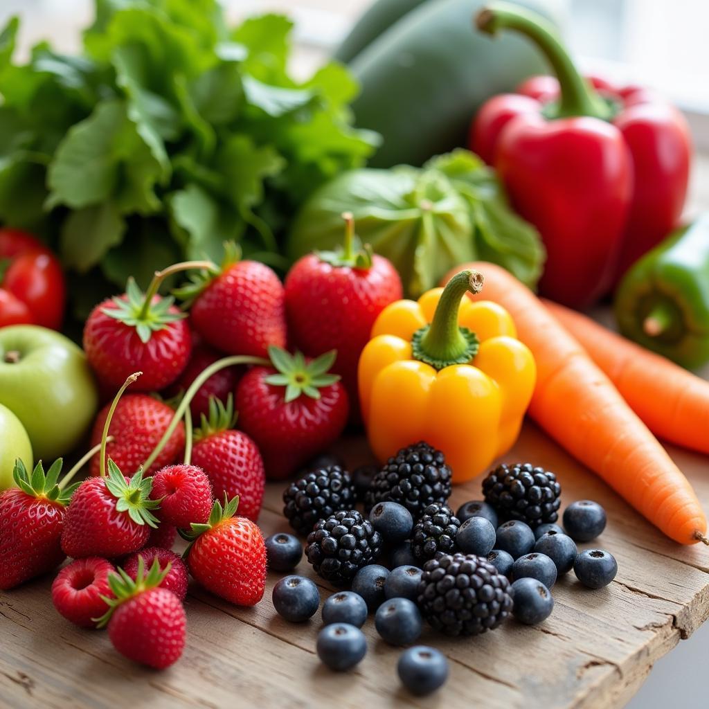 Colorful Array of Fresh Produce for Parrots