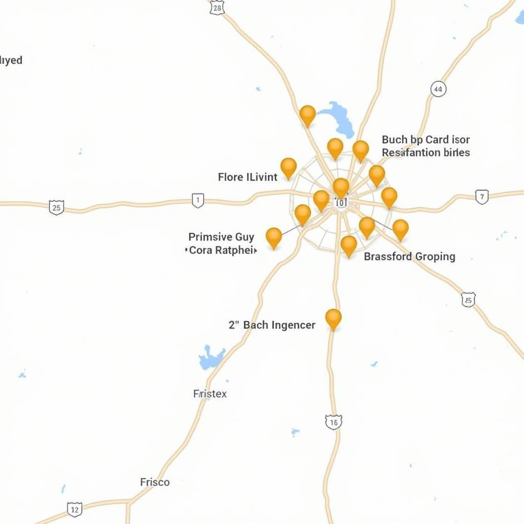 Map showing locations of food pantries and resources in Frisco, TX