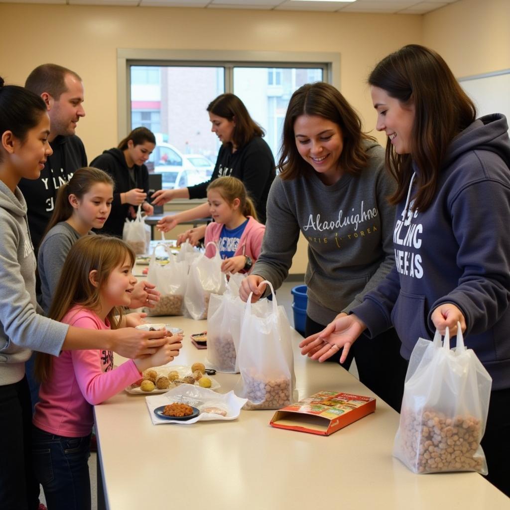 Families receiving food assistance at a Frisco community center