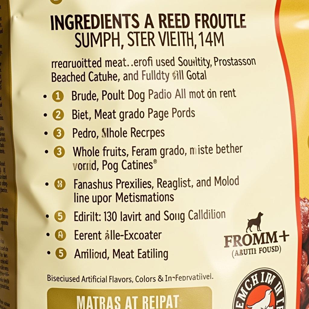 Fromm Adult Gold Dog Food Ingredients List