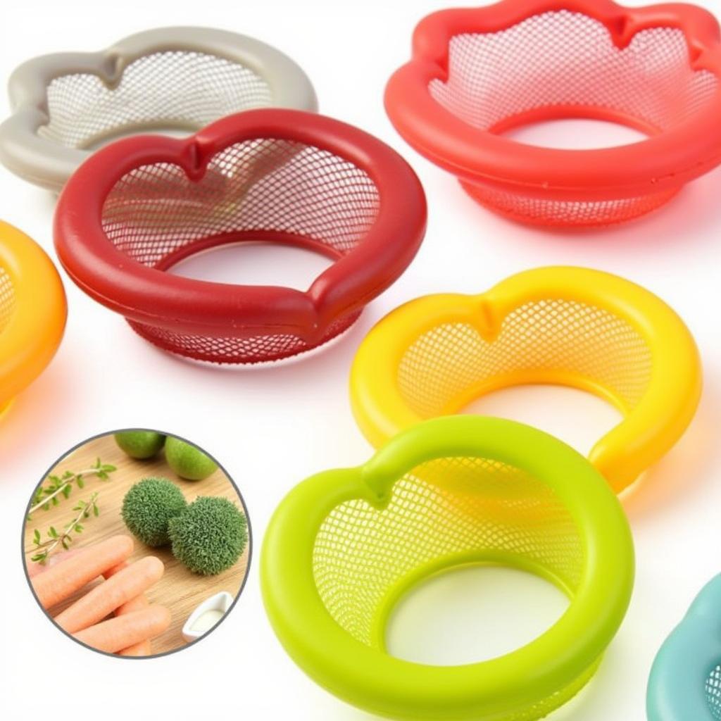 Various frozen fruit and vegetable puree filled teethers