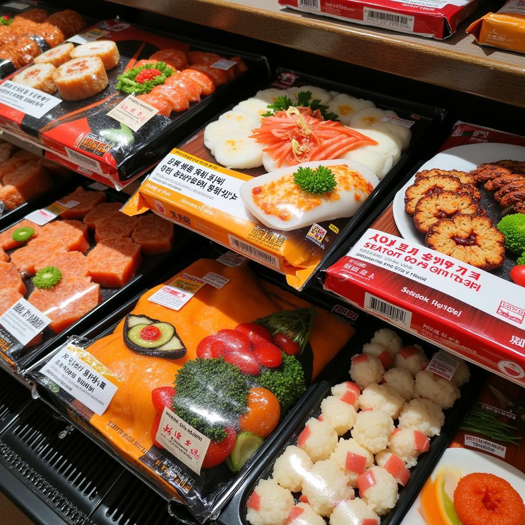 A wide variety of frozen Japanese food options, including sushi, ramen, gyoza, and mochi