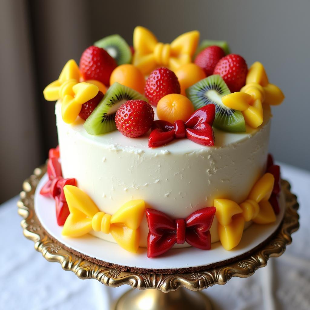 Delicious Fruit Food Bow Ties Decorating a Cake