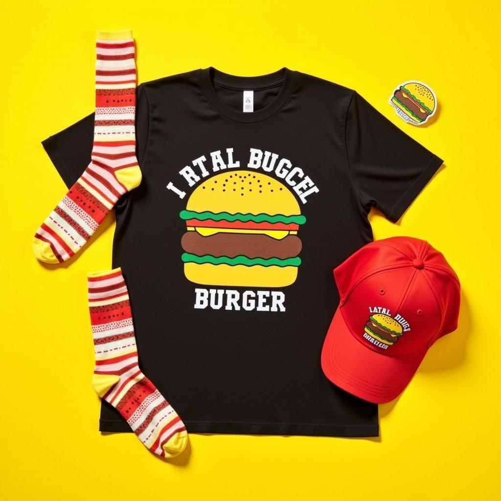 Funny Burger Fast Food T-Shirt with Matching Accessories