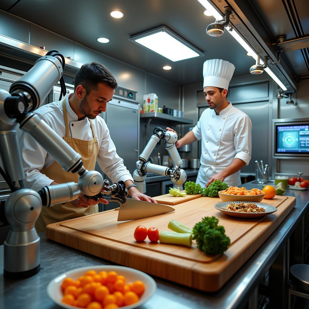 Robotic Arms in Future Food Truck Kitchen