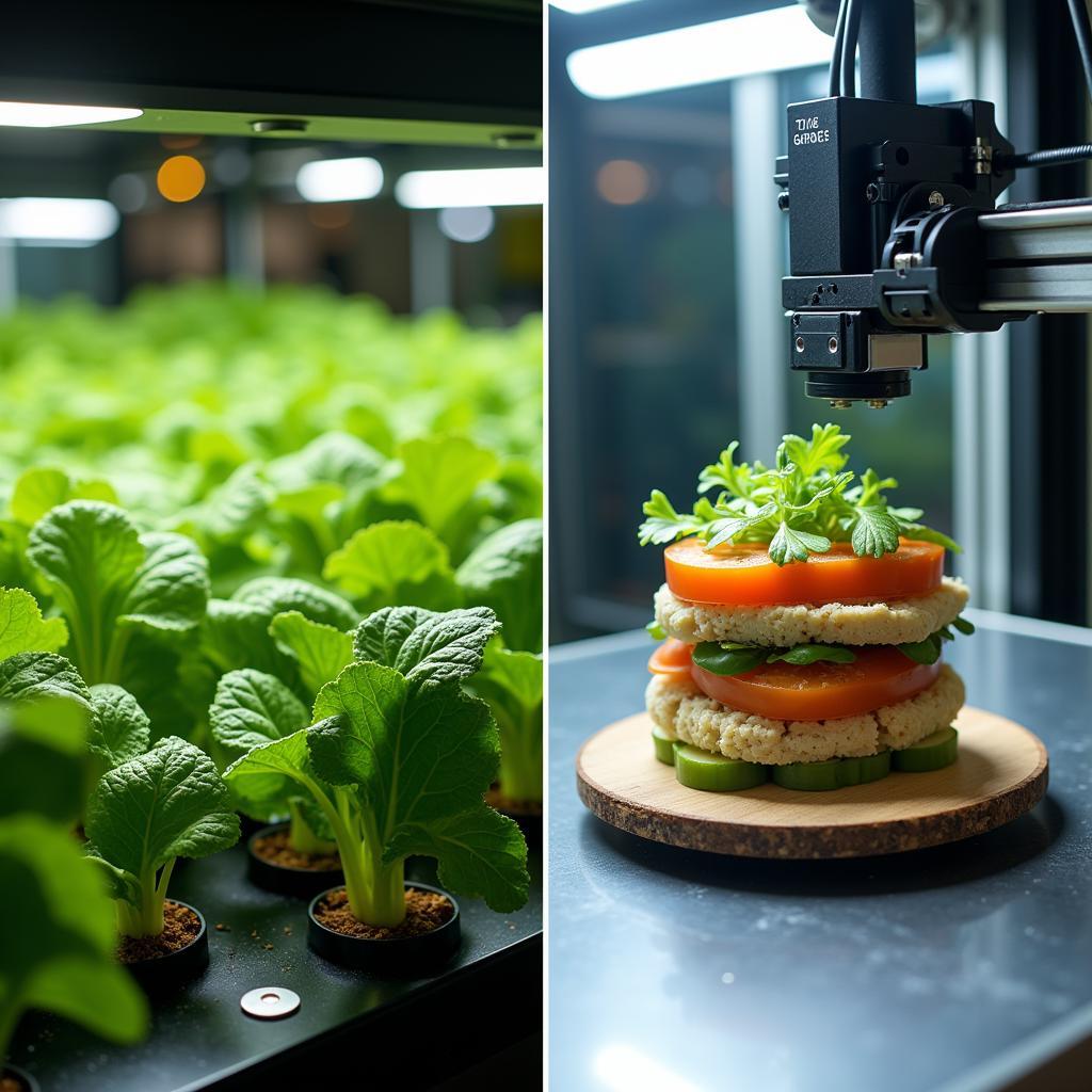 Future Space Food Technology: Hydroponics and 3D-printed meals