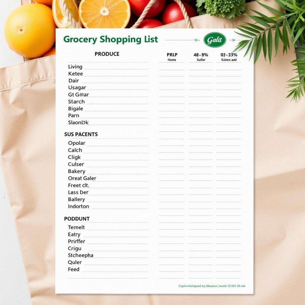 Gala Foods Shopping List Organization