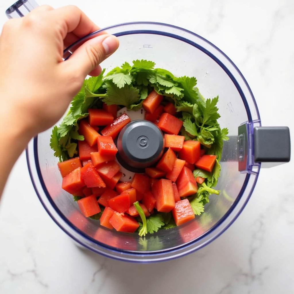 Making Salsa in a GE Food Processor