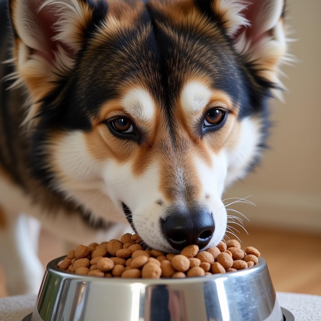 Gerberian Shepsky Enjoying Kibble