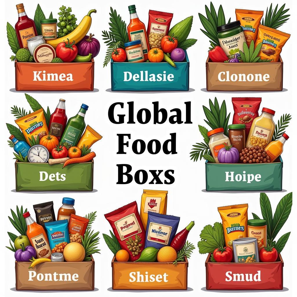 Assortment of global food boxes