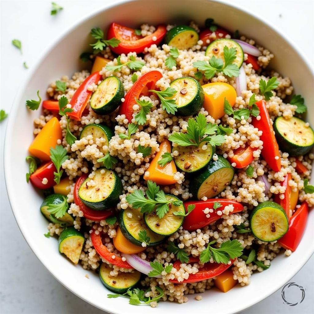 Vibrant gluten-free salad with roasted vegetables and quinoa