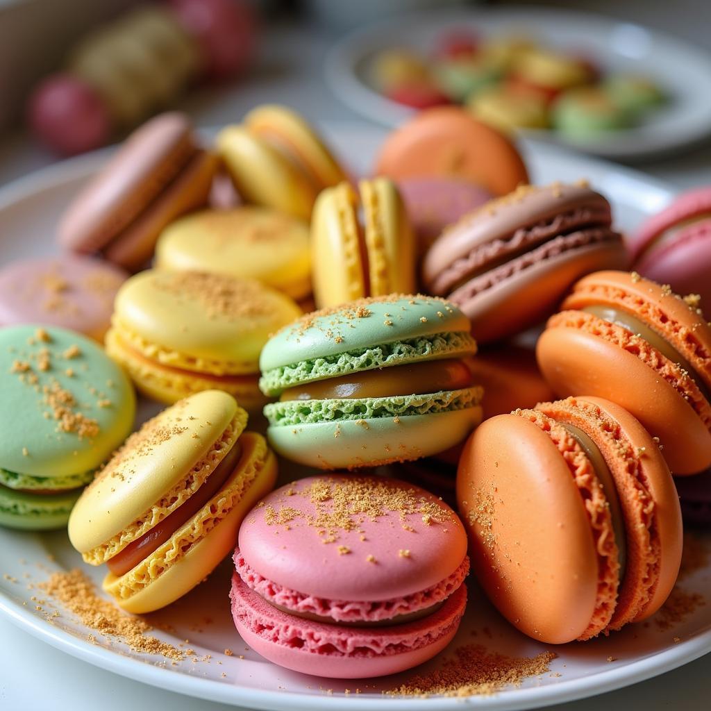 Assortment of Gold-Dusted Macarons