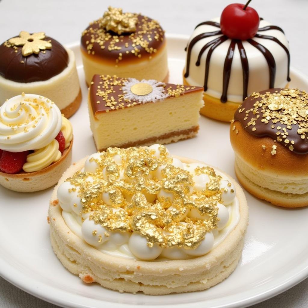 Gold Leaf Garnished Desserts