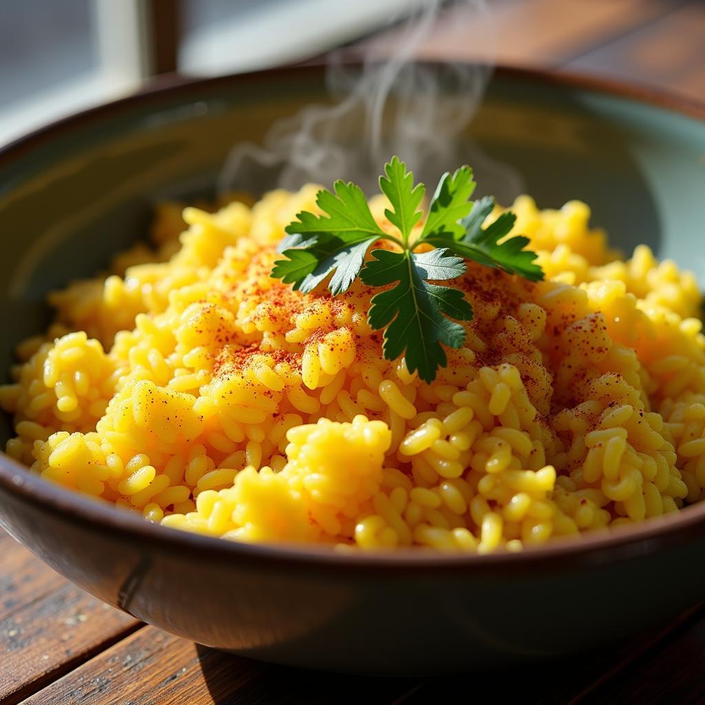 Golden Saffron Rice Glowing with Sunshine Hues