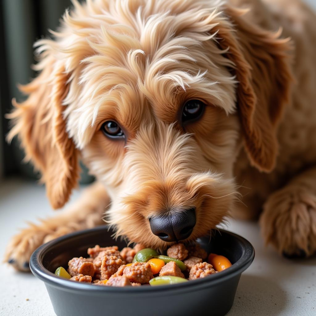 Goldendoodle Eating Hypoallergenic Food