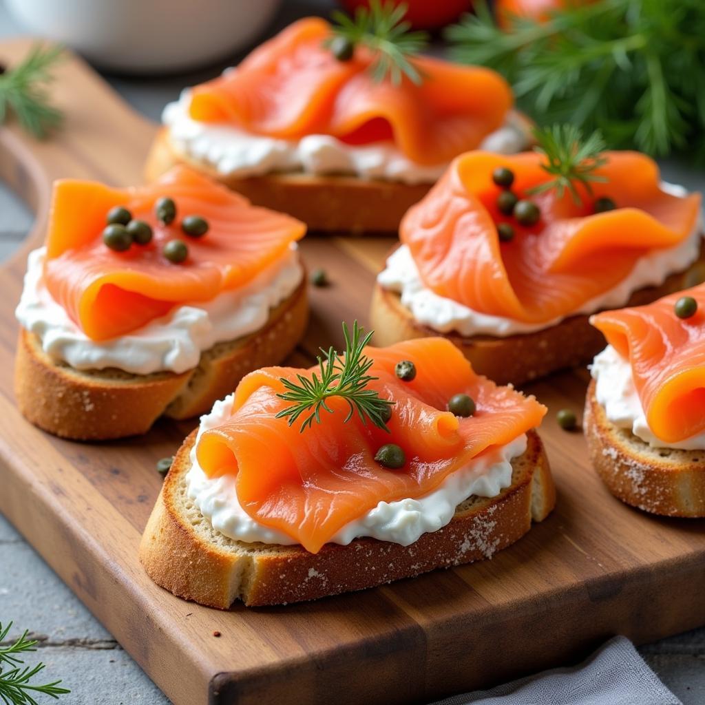 Smoked Salmon Crostini with Dill Cream Cheese