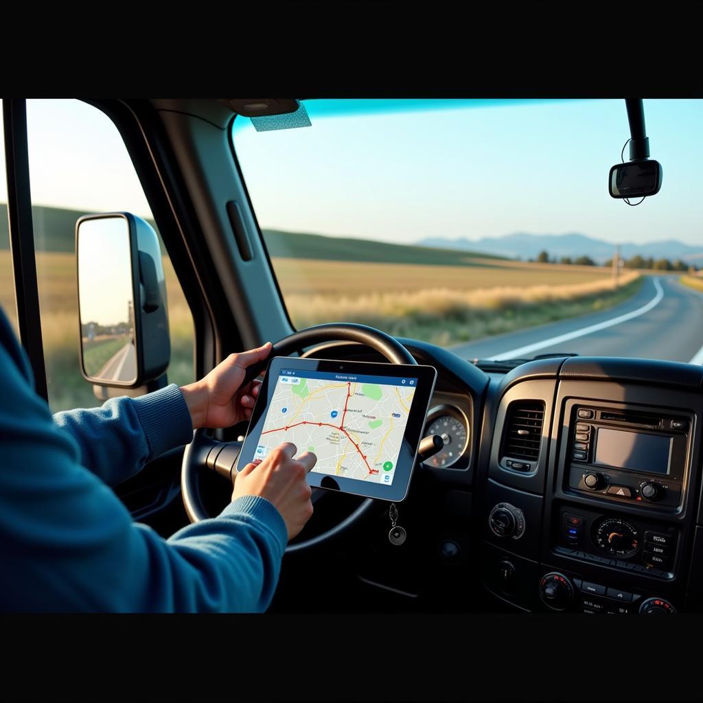 GPS Tracking System in Food Semi Truck Cab