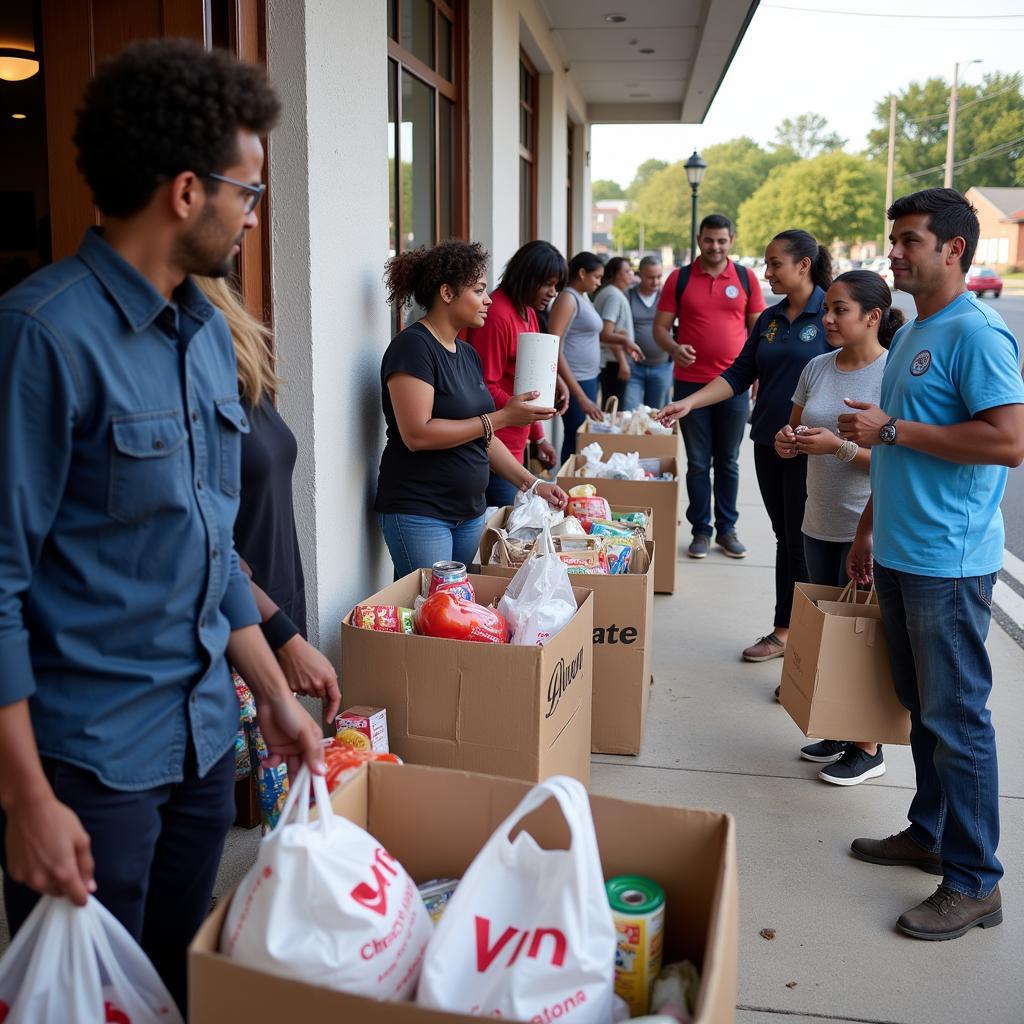 Individuals receiving food assistance at the grace and peace church food pantry