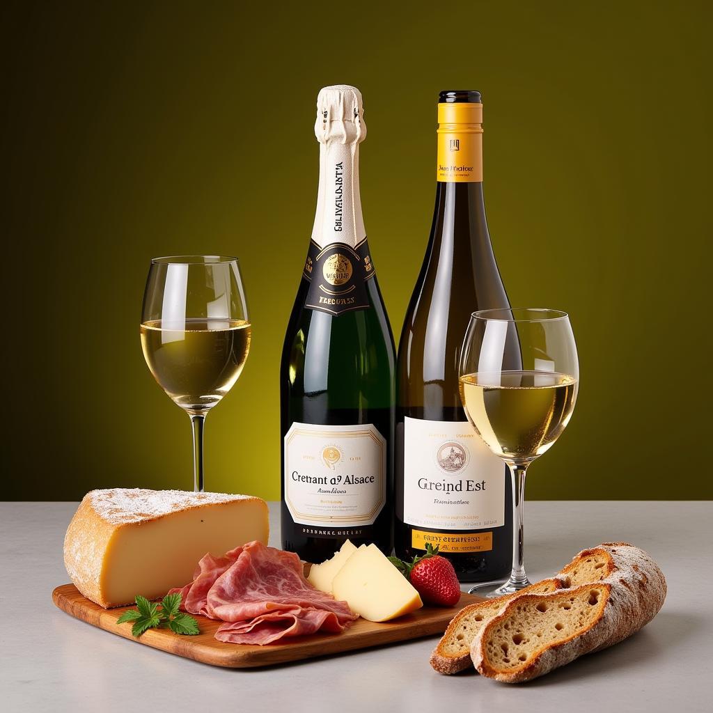 A selection of Grand Est wines paired with regional cheeses and charcuterie.