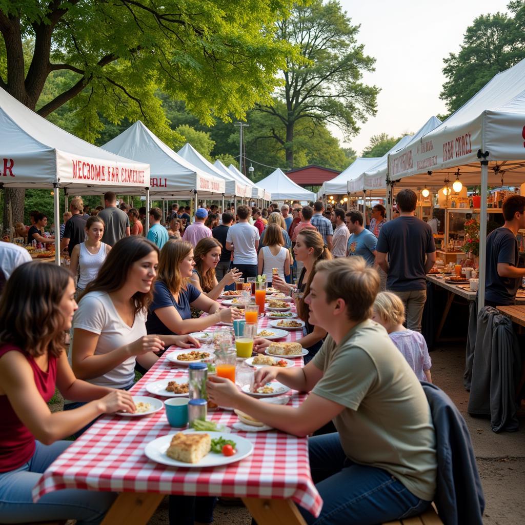 Grange Fair Food Scene: People Enjoying Food