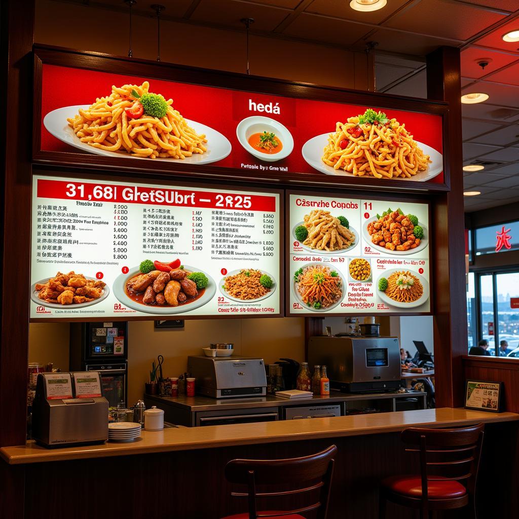 Great Wall Chinese Restaurant Menu Displaying Variety of Dishes