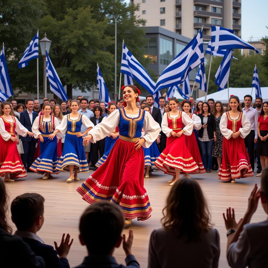 Traditional Greek dancers performing at the Little Rock Greek Food Festival