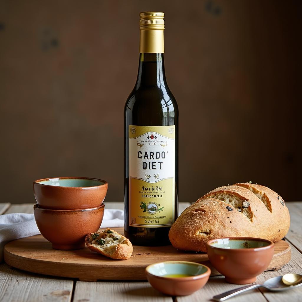 Greek Olive Oil Gift Set with Dipping Bowls and Bread