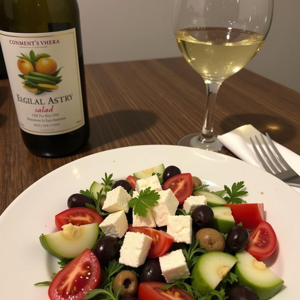 Greek Salad Paired with White Wine