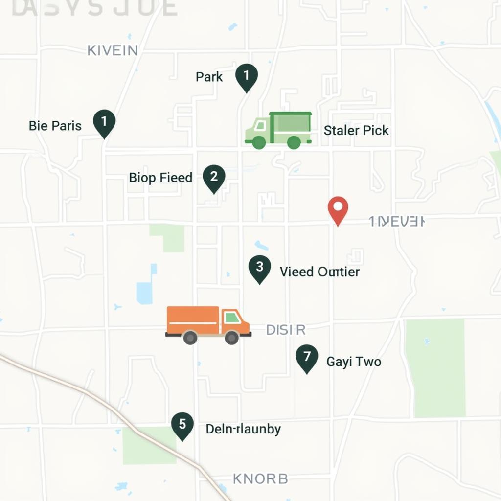 A map highlighting popular food truck locations in Greeley.