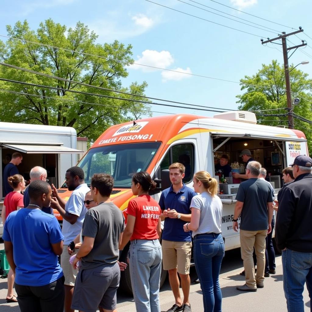 Greer Community Gathering Around Food Trucks