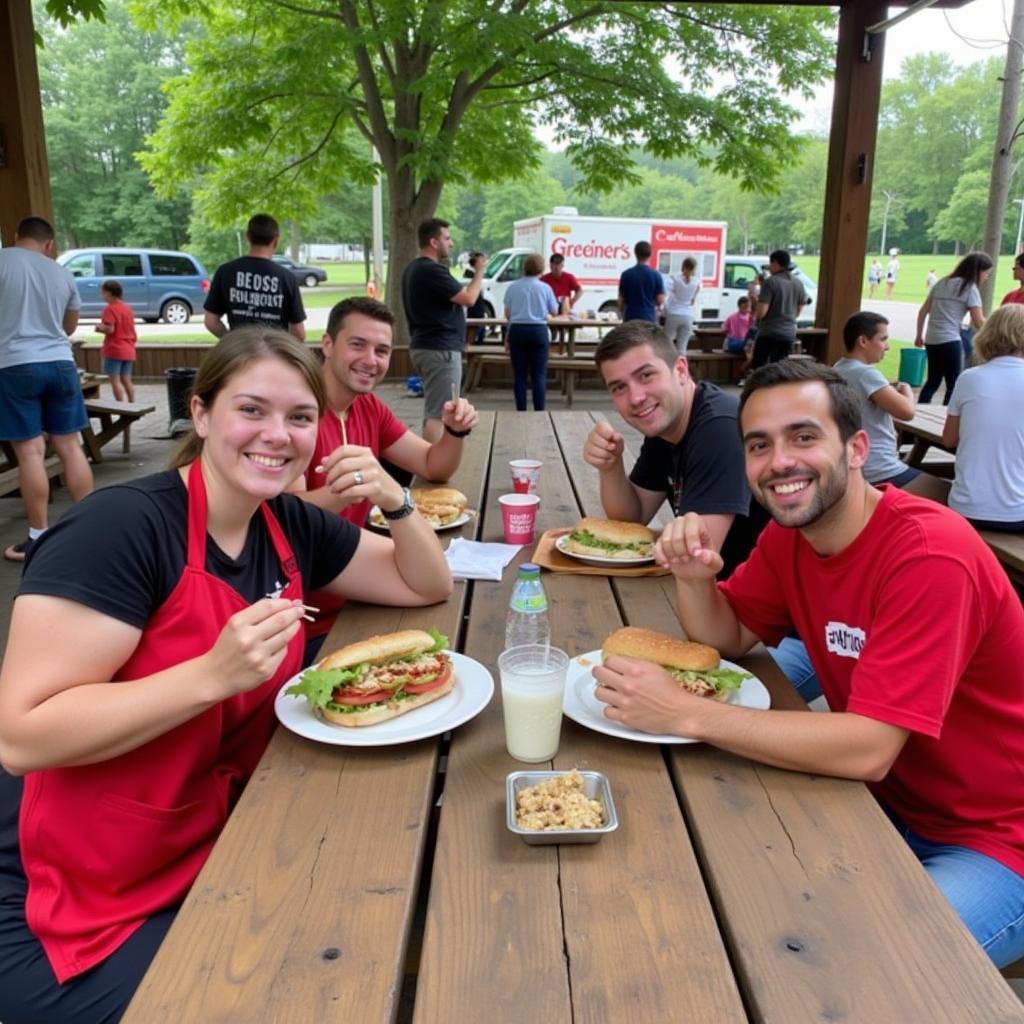 Happy Customers Enjoying Greiner's Subs