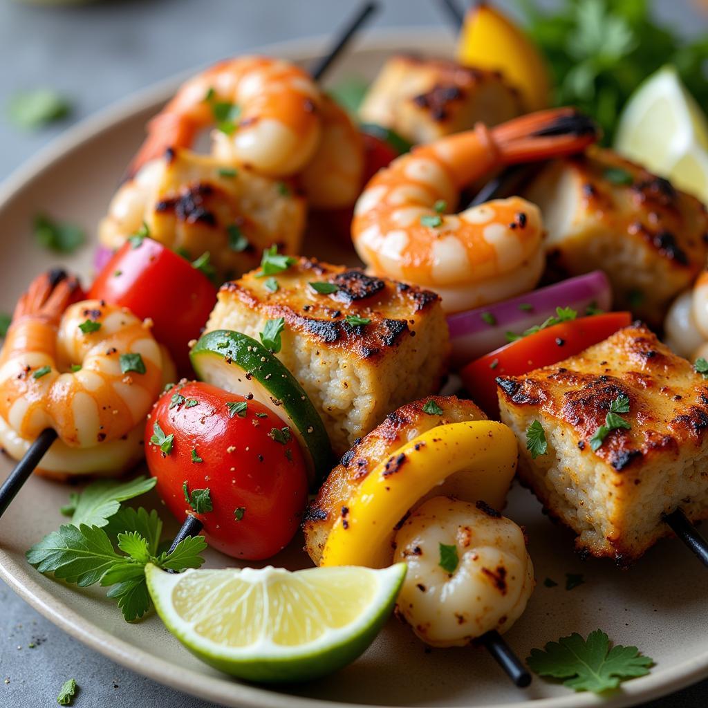 Delicious Grilled Baja Style Seafood Skewers