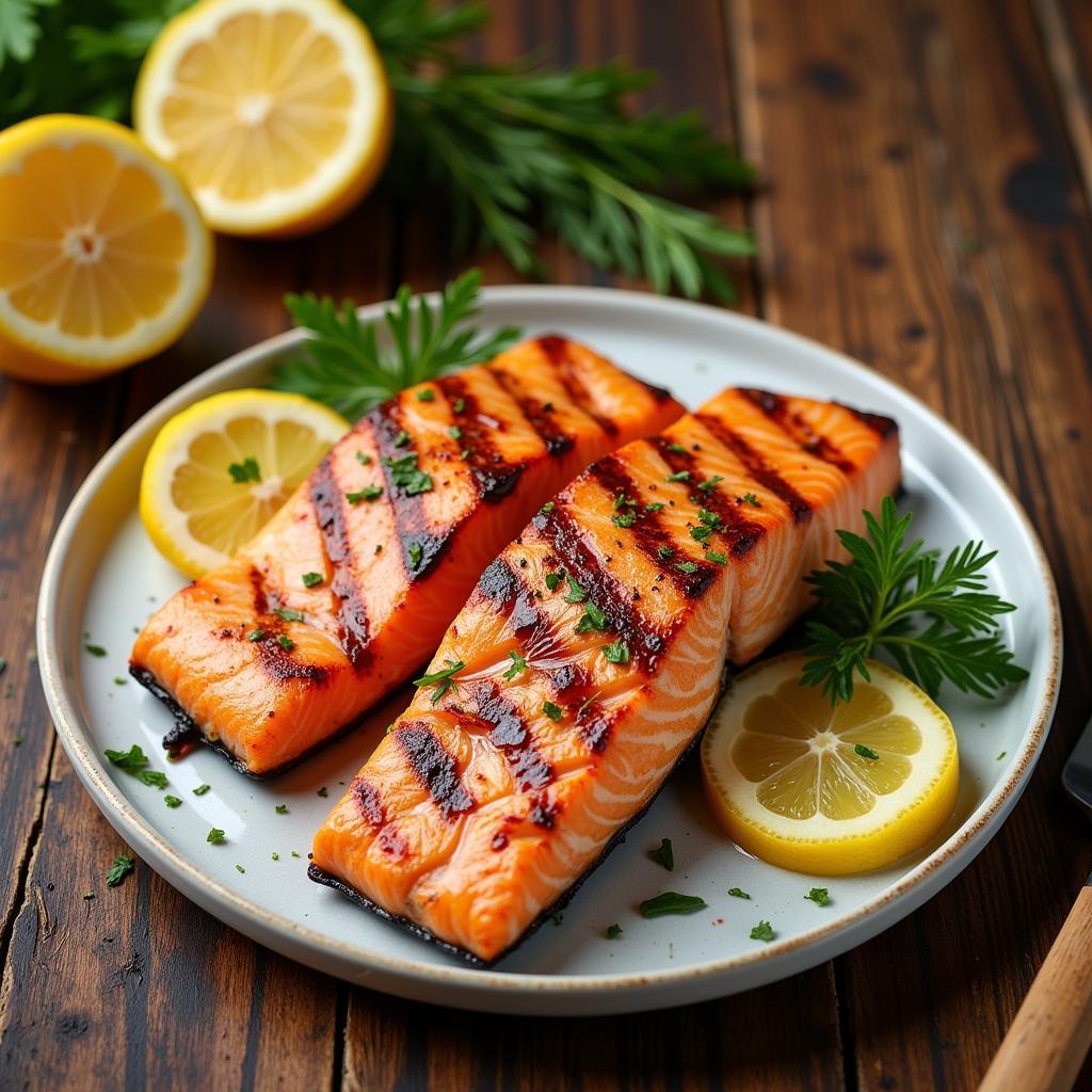 Grilled Salmon with Lemon and Herbs