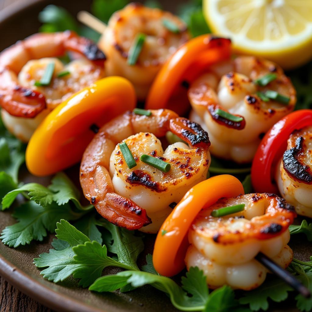 Grilled Shrimp Skewers with Shallots