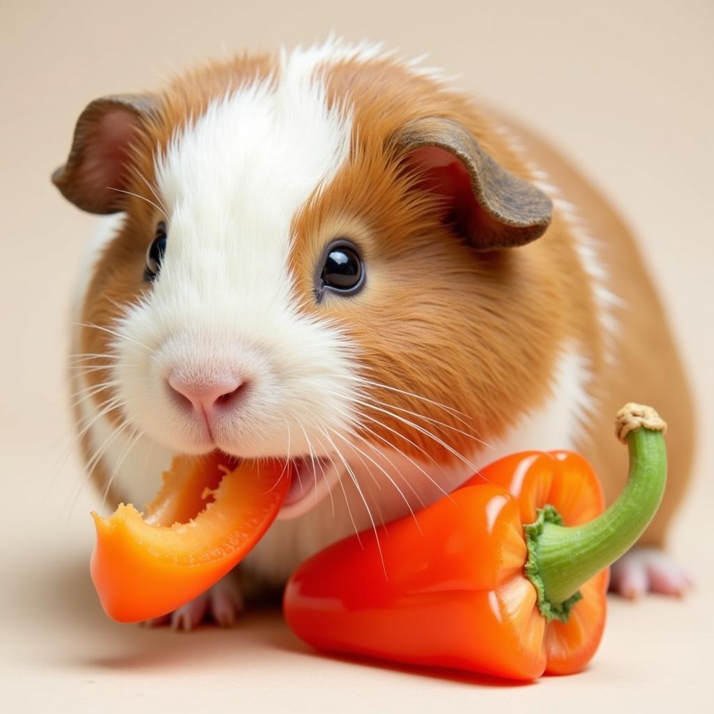 Guinea pig eating vegetables