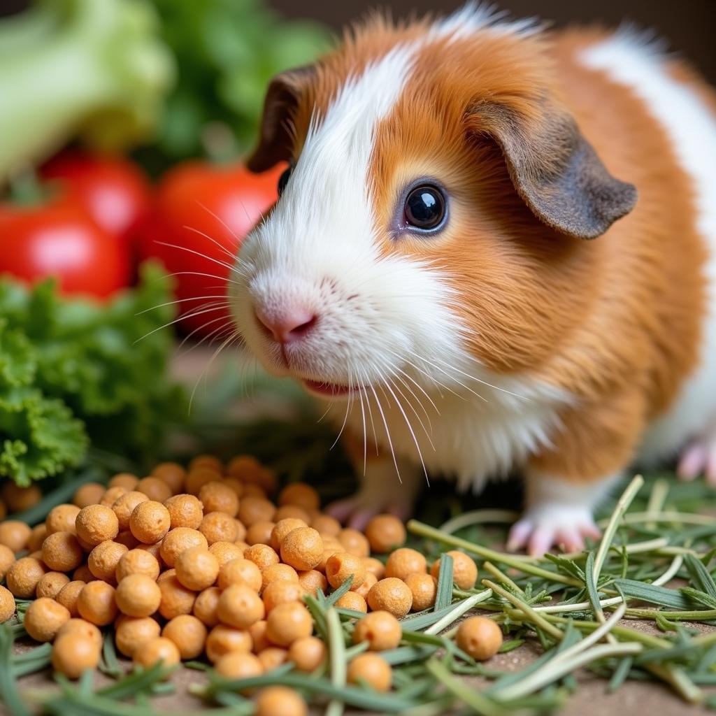 A guinea pig enjoying a homemade meal