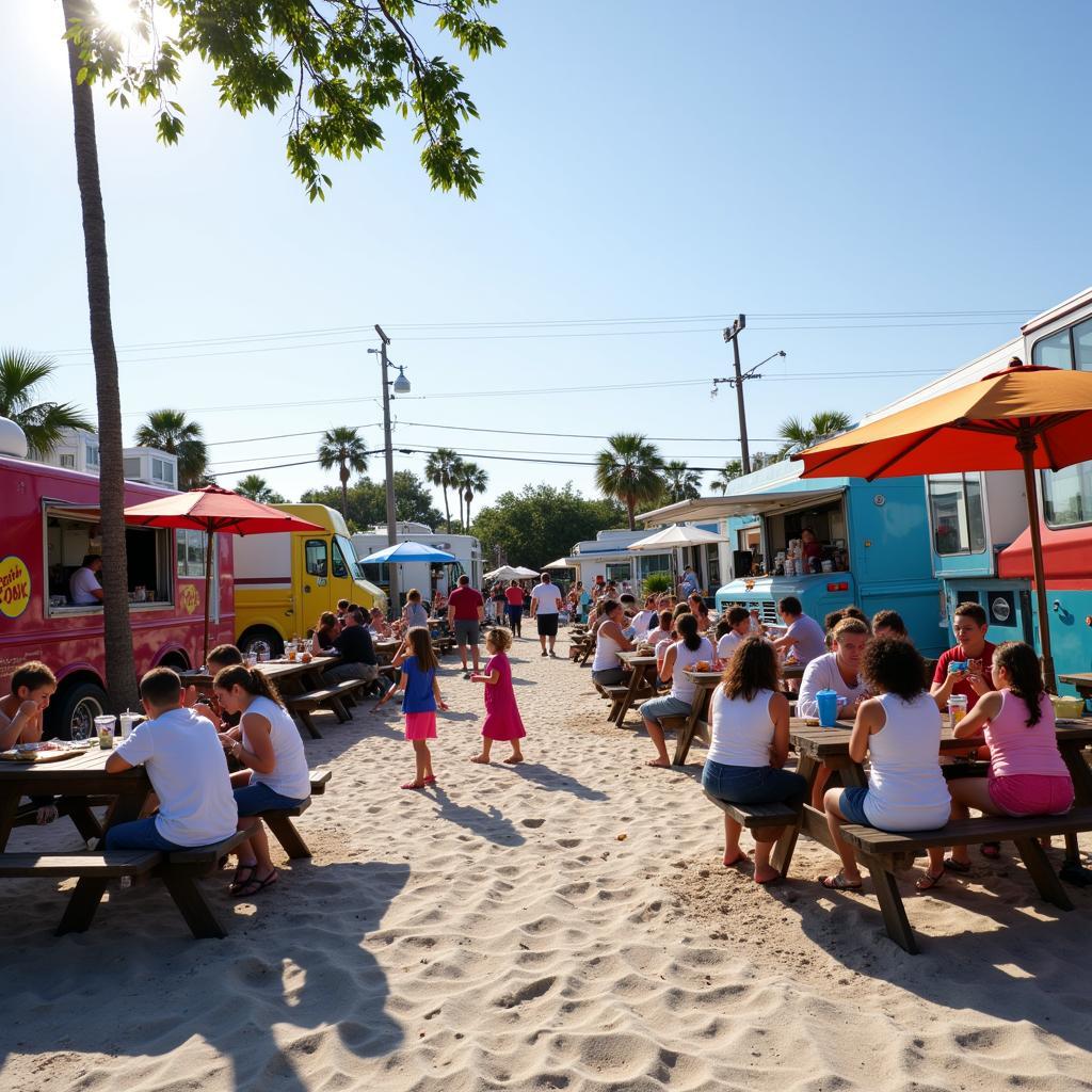 Gulf Shores Food Truck Festival: Families Enjoying Food