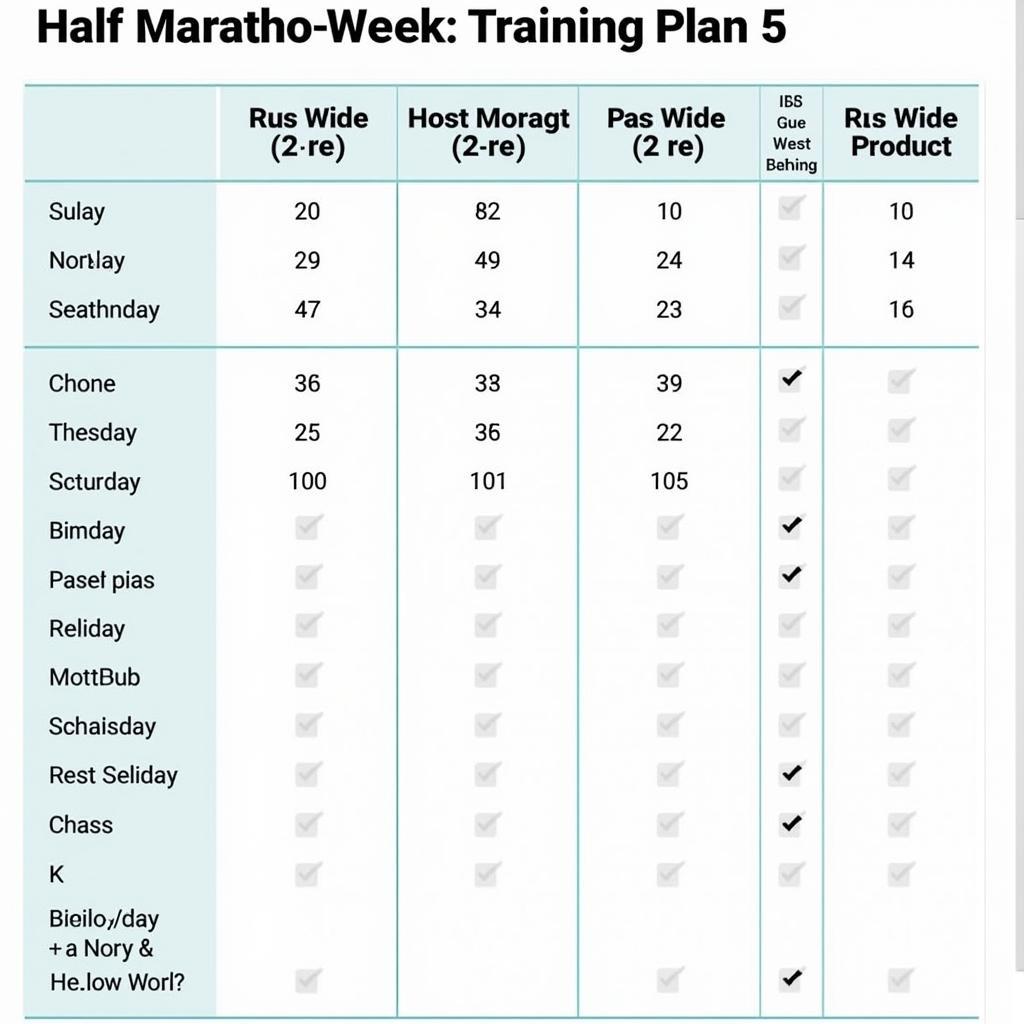 A training schedule for a half marathon