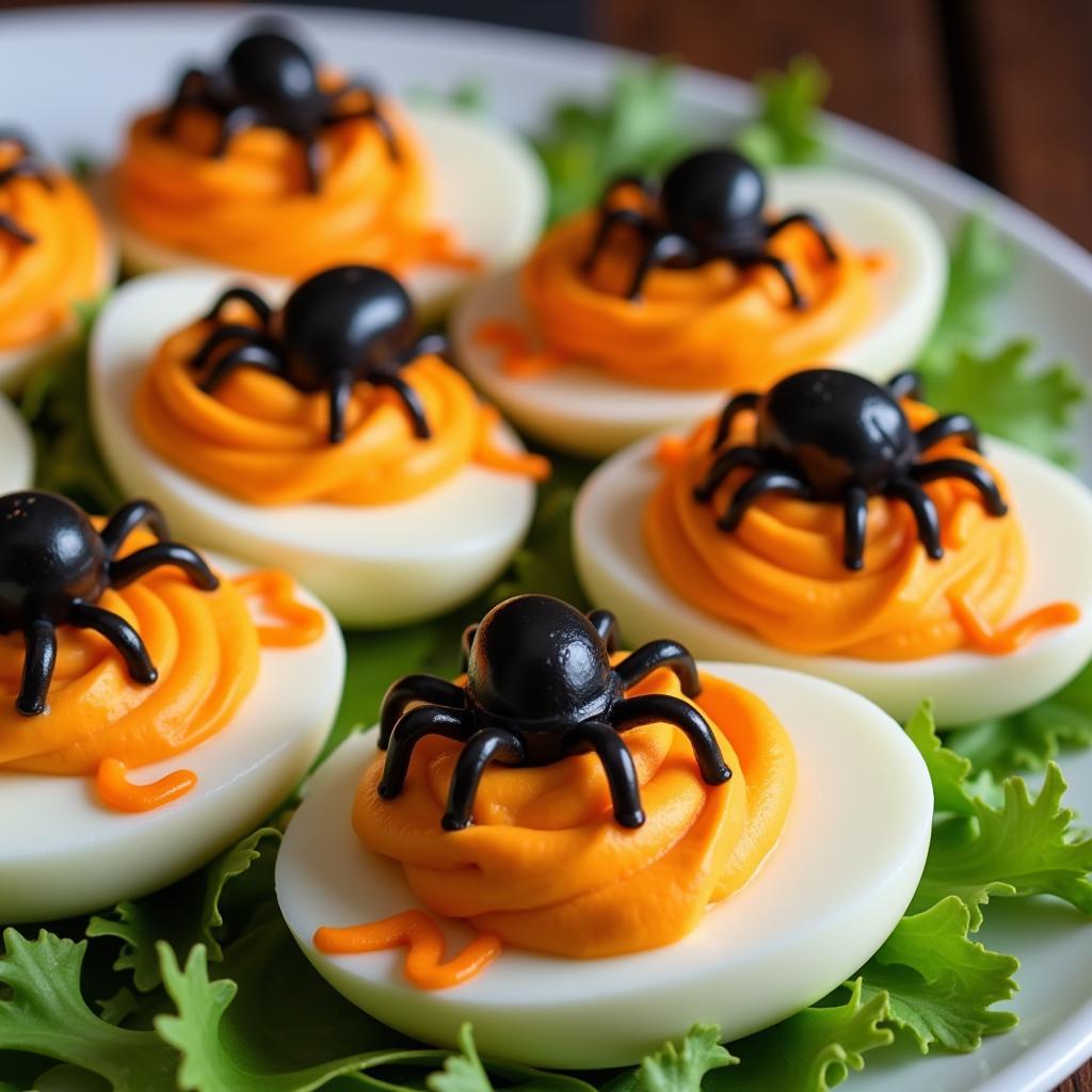 Halloween Deviled Eggs Plate Presentation