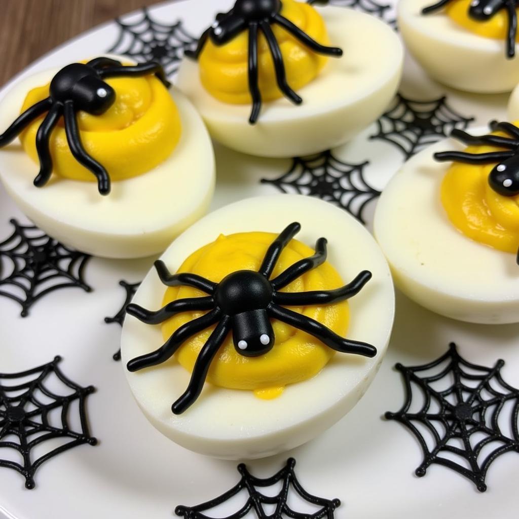 Spider Design Halloween Deviled Eggs