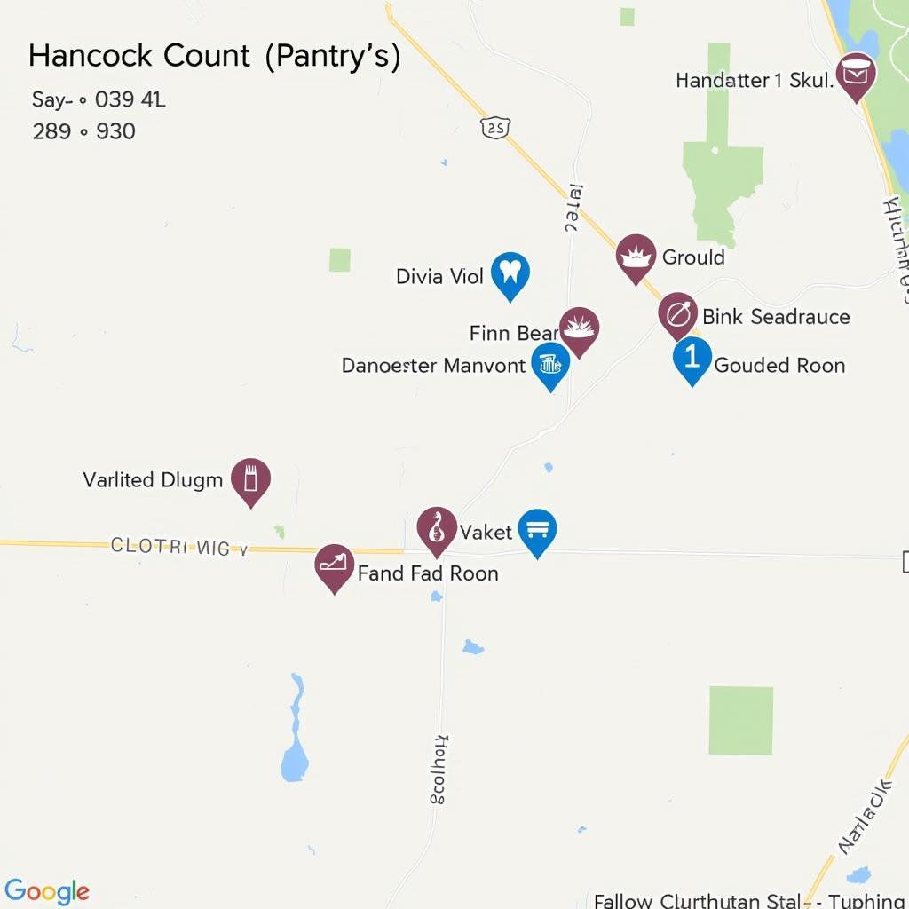 Map of Food Pantries in Hancock County