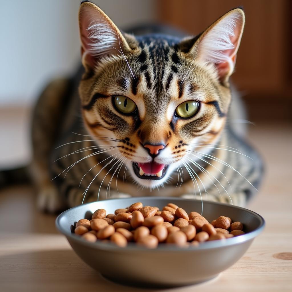 A Happy Cat Enjoying Iams Grain-Free Cat Food