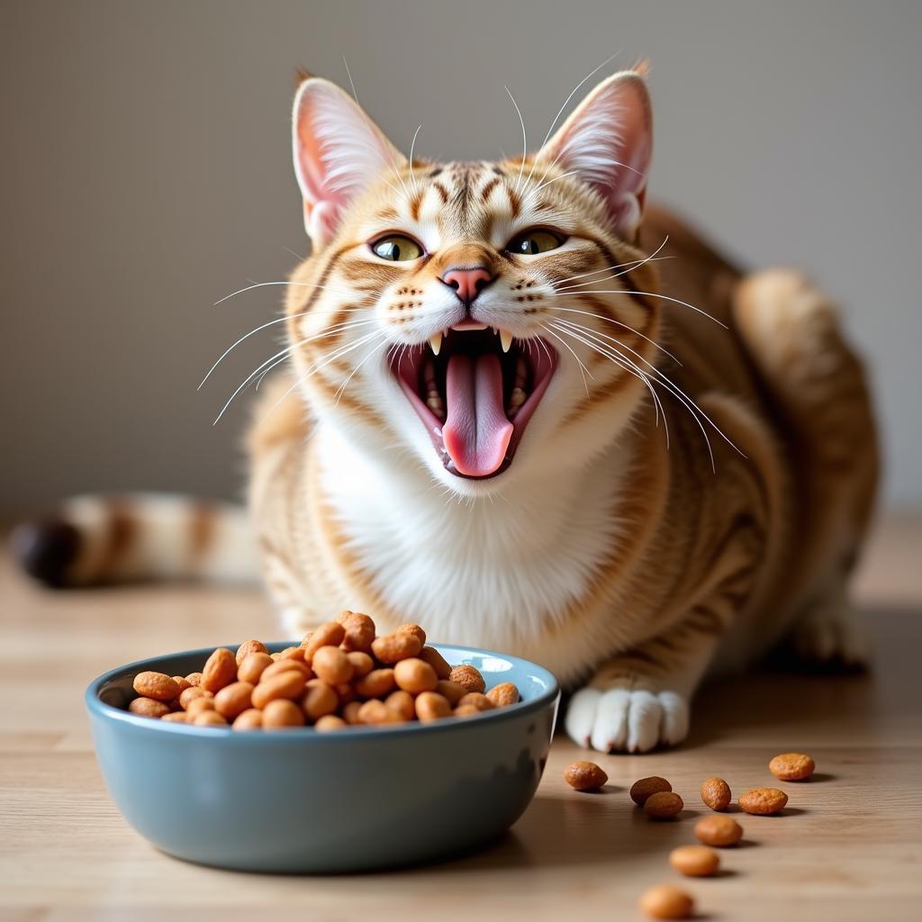 A Happy Cat Enjoying Luxury Cat Food